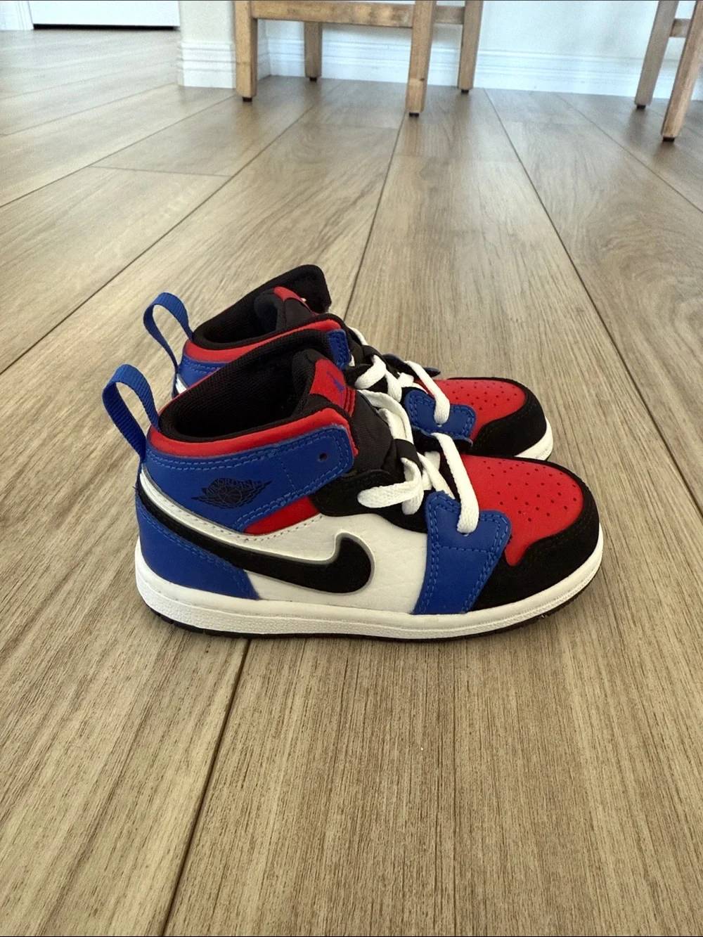 Nike Kids Air Jordan 1 Mid TD 'Top 3' Red, Blue, Black, white 8C NEW
